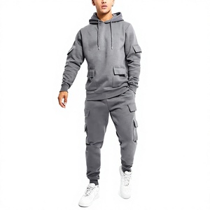 Ensemble de survêtement technique en molleton personnalisé pour homme – Tenue de jogging deux pièces unie, confortable, pull sportswear – Prix de gros abordable - Product Image 1