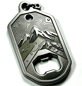 <b>Custom</b> Metal <b>Dog</b> <b>Tag</b> Key Chain Bottle Opener Carved Emblem <b>Tag</b> with Mountain Pattern - Product Image 3