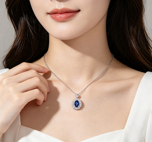 Collar de Plata 925 con Zafiro Azul Cultivado, Brilla en Fiestas, Cumpleaños y la Vida Diaria, un Gran Regalo Sorpresa para Chicas - Product Image 6