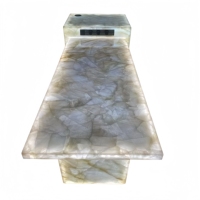 Comptoirs de cuisine modernes en cristal blanc de quartz onyx pierres précieuses avec lumière LED