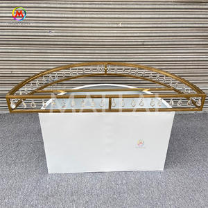 <span class=keywords><strong>Mesa</strong></span> de acero inoxidable de <span class=keywords><strong>cristal</strong></span> blanco para pastel, decoración de boda, oro de lujo, nuevo diseño - Product Image 5