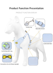 Toptan Dayanıklı Ayarlanabilir Taktik Evcil Köpek ve Kedi Yelek Tasması ve Tasma Seti, Sağlam Oxford Kumaş Sade Lüks Tasarımcı Stili - Product Image 1