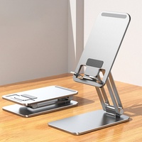 Soporte Giratorio de Aleación de Aluminio para Tablet y Teléfono, Base Antideslizante Estable, Altura Ajustable, Multiángulo, Flexible y Portátil