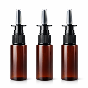 Heißer Verkauf: 30ml Bernsteinfarbene PET-Kunststoff Boston Mini Nasenspray-Flasche mit Pumpzerstäuber für Nasen- und Halspflege, Medizin und Reisenutzung - Product Image 1