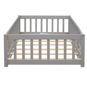 Juana tùy chỉnh mạnh mẽ khung gỗ Montessori Toddler tầng trẻ em giường với hàng rào và cửa - Product Image 2