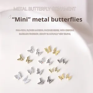 20 Piezas de Adornos de Uñas 3D con Forma de Mariposa, Aleación de Oro y Plata, Estilo Japonés, Decoraciones para Arte de Uñas - Product Image 3