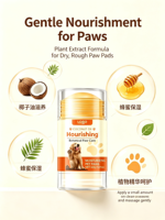 Baume pour pattes de chien en marque privée pour pattes sèches et gercées, soin hydratant pour pattes d'animaux avec des extraits de plantes naturelles, stick pour la santé des pattes des animaux