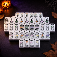 Juego de Mahjong Americano Gótico de Lujo con 160 Fichas, Sombrero de Bruja, Fantasma, Joker, Juego de Mesa para Fiesta de Halloween, Regalo Estético Festivo