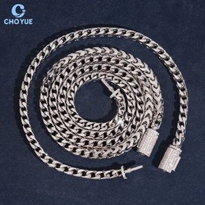 Precio de Fábrica al por Mayor Cadena Cubana de Moissanita con Incrustaciones de Plata de 4mm, Collar de Moda Urbana Hip Hop, Joyería para Fiesta, Regalo - Product Image 4