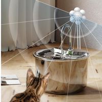 EJL Distributeur de boissons intelligent pour animaux de compagnie en acier inoxydable Fontaine à eau pour chat Bols en bambou Chargement automatique pour chats chiens poulets