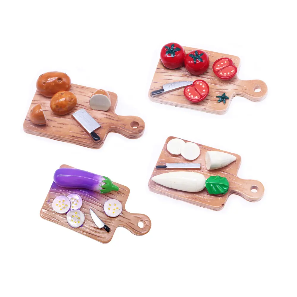 Accessoires de prise de vue de scène de cuisine miniature mignonne planche à découper décorative artisanat en résine à dos plat pour bricolage scrapbooking