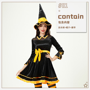 Costume <span class=keywords><strong>d</strong></span>'Halloween, <span class=keywords><strong>déguisement</strong></span> amusant de sorcière citrouille pour femme adulte, <span class=keywords><strong>robe</strong></span> de scène pour performance - Product Image 6