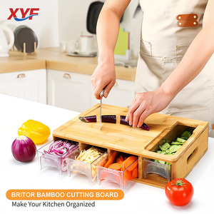 Set di Taglieri in Legno di Bambù Multifunzione Antibatterico con Cassetto, Vendita Diretta dalla Fabbrica, per Uso Domestico - Product Image 3
