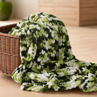 Couverture cadeau tricotée au crochet en fil chenille 100% acrylique teint, vert doux, chaude et super confortable pour la maison, le lit, le canapé