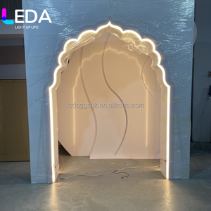 LEDA Led Acrylic Arch <b>Stand</b> Wedding <b>Backdrop</b> Led Light White Pvc Wave Shape Display Wall <b>Stand</b> Light Acrylic <b>Backdrop</b> Pvc 3D - Product Image 1