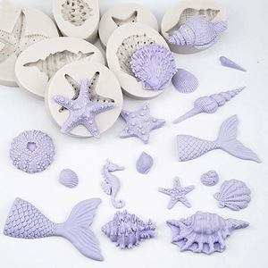 Ocean Themed Fondant Molds Starfish Seashell Mermaid Tail Silicone Cake Decorating Tools Baking Mold Set - Product Image 1