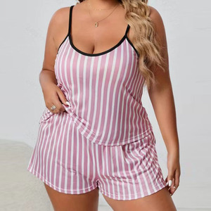 Ensemble de pyjama d'été grande taille pour femme, débardeur et short amples 5XL, vêtements de nuit doux imprimés pour femme, <span class=keywords><strong>nuisette</strong></span> sexy - Product Image 1