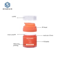 Flacon pompe sans air de qualité supérieure pour cosmétiques, flacon en plastique haut de gamme avec pompe à lotion sans air à vis, couleur orange