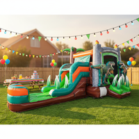 Tobogán Acuático Inflable Gigante de PVC con Forma de Barco Pirata para Exteriores, Garantía de 3 Años, Incluye Soplador, Kits de Reparación y Fácil Instalación