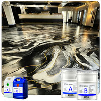 Revêtement et peinture de sol métallique à haute brillance en résine époxy transparente auto-nivelante pour sols artistiques 3D de luxe