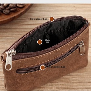 Genuine Leather Mini Wallet Set for Cards Keys Cash Compact Design Handcrafted Soft Cowhide Zippered Card Holder with Key Chain - Product Image 4