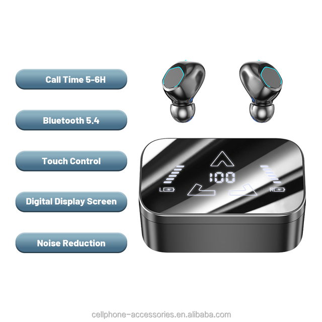 M48 TWS Earphones Wireless True Wireless Stereo Game Headphones Mic BT Version 5.4 Semi-In-Ear Form Factor LED Battery Indicator