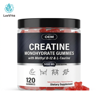 LUVVITA OEM Gummies à la créatine monohydrate, étiquette privée, végétaliens, supplément pré-entraînement sans sucre, 2500 mg, 5000 mg, gummies à la créatine