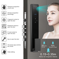 Interphone vidéo en temps réel étanche IP65 avec reconnaissance faciale, empreinte digitale, identification faciale, contrôle par application, serrure intelligente Tuya en bois