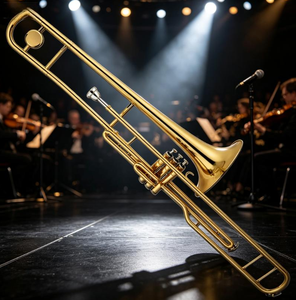 Trombón VTB-E120 Bb con Acabado Dorado, Válvulas de Pistón, Diseño para <span class=keywords><strong>Marcha</strong></span>, Venta Directa de Fábrica al por Mayor para Tiendas de Música y Escuelas - Product Image 2
