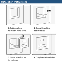 Kit d'éclairage LED encastré intelligent à détecteur de mouvement pour escalier, en aluminium, carré, pour couloir, chambre et escalier