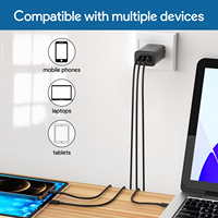 Adaptateur universel 65W GAN avec prise pliable 3 ports avec type C et USB A Chargeurs de téléphone portables 65W
