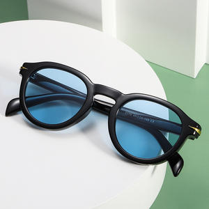 Nouvelles lunettes de soleil rétro européennes et américaines à monture ronde unisexe, verres PC UV400, noires, mode, protection solaire, voyage, cyclisme, conduite - Product Image 3