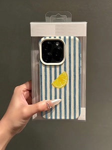 Custodia per cellulare in TPU di lusso con elementi a righe bianche e blu per <span class=keywords><strong>iPhone</strong></span> 17 Air 16 15 14 13 12 <span class=keywords><strong>11</strong></span> <span class=keywords><strong>Pro</strong></span> <span class=keywords><strong>Max</strong></span>, <span class=keywords><strong>cover</strong></span> antiurto estiva con limoni - Product Image 4