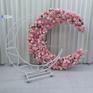 LEDA Factory Wholesale Pink Moon Shape <b>Wedding</b> Decoration Artificial Rose Flower <b>Arch</b> Stand Backdrop - Product Image 1