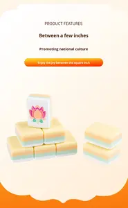 Juego <span class=keywords><strong>de</strong></span> Mahjong Mini <span class=keywords><strong>de</strong></span> Lujo en Color Ámbar Soleado, con Fichas Acrílicas Hechas a Mano <span class=keywords><strong>de</strong></span> 4 Capas, Color Amarillo Cálido, Portátil, para <span class=keywords><strong>la</strong></span> Unión Familiar y el Zen - Product Image 4