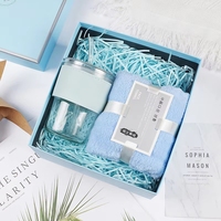 Support de téléphone humidificateur, tasses à paille, aromathérapie, ensemble cadeau d'affaires en acier inoxydable bleu pour le bureau et les remises de diplômes