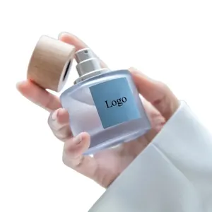 Botella de perfume con tapa de madera, 50ml, con embalaje de caja