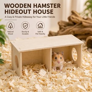 Casa de Madera para Hámster, Tamaños Pequeño, Mediano y Grande, Muebles para Mascotas, Decoración de Jaula, Área de Descanso, Tiempo de Juego - Product Image 3