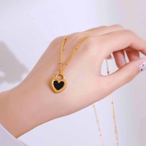 Collar de cadena de bambú con forma de corazón de cobre, estilo coreano, de lujo ligero, inspirado en diseñadores, para mujer, moderno y versátil - Product Image 4