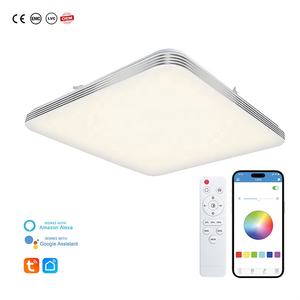 Plafonnier intelligent avec commande vocale Alexa et Google, plafonnier LED dimmable 48W pour salon et chambre à coucher - Product Image 1
