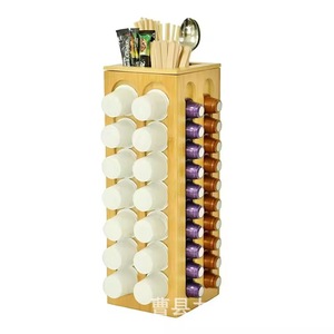 Estante de almacenamiento de cápsulas de café de madera, organizador giratorio multicapa de madera maciza para uso en escritorio, estante de bambú de gran capacidad - Product Image 1