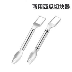 Modern Stainless Steel Dual-Purpose Watermelon and Cantaloupe Slicer Multi-Functional Fruit Divider with PC Plastic Fork - Product Image 2