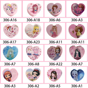 Heart Shape Portable Mini Jewelry Box Double Layer Plastic Storage With Mirror For Children Cartoon Pattern Customizable - Product Image 2