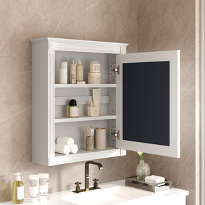 Gabinete de Almacenamiento para Baño de Pared de 24'' x 27'' <span class=keywords><strong>con</strong></span> <span class=keywords><strong>Espejo</strong></span>, <span class=keywords><strong>con</strong></span> Estante de Altura Ajustable, Gabinete Ahorrador de Espacio Sobre el Inodoro - Product Image 1