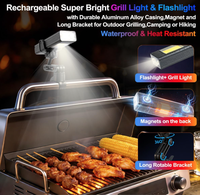 Lampe LED magnétique 2-en-1 pour barbecue avec support universel réglable à 360 degrés – Lampe polyvalente pour grillades nocturnes