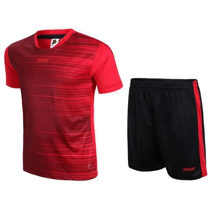 ホット販売カスタムメイドサッカーユニフォームセット空白のデザイン安価なサッカーシャツ制服在庫卸売ジャージ制服キット
