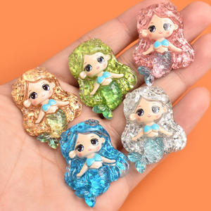 Cute Resin <b>Mermaid</b> Charm Miniatures Craft <b>Accessories</b> for Making Jewelry Hairpin Brooch DIY Handmade Mobile Case Fridge Magnet - Product Image 1