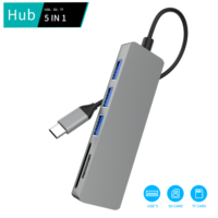 Adaptateur multiport 5 en 1 3USB 3.2 10 Gbps SD TF Lecteur de carte 5 Gbps Hub USB-C USB Station d'accueil