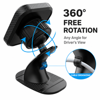 360 °   Support de téléphone magnétique rotatif pour voiture, adhésif pour tableau de bord et grille d'aération, universel 4,7-7,2 pouces, OEM, vente en gros