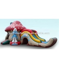 Nouveau design air cartoon champignon gonflable enfants pulls toboggan château gonflable combo à vendre